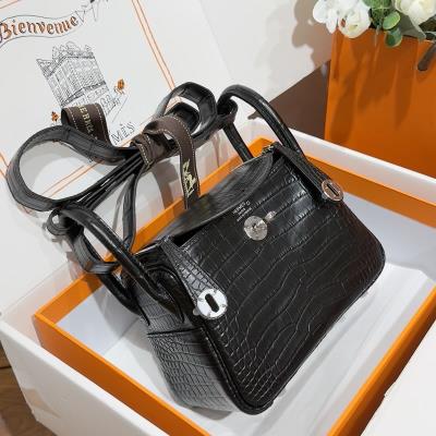 wholesale quality hermes lindy mini 19 matte alligator noir phw  
